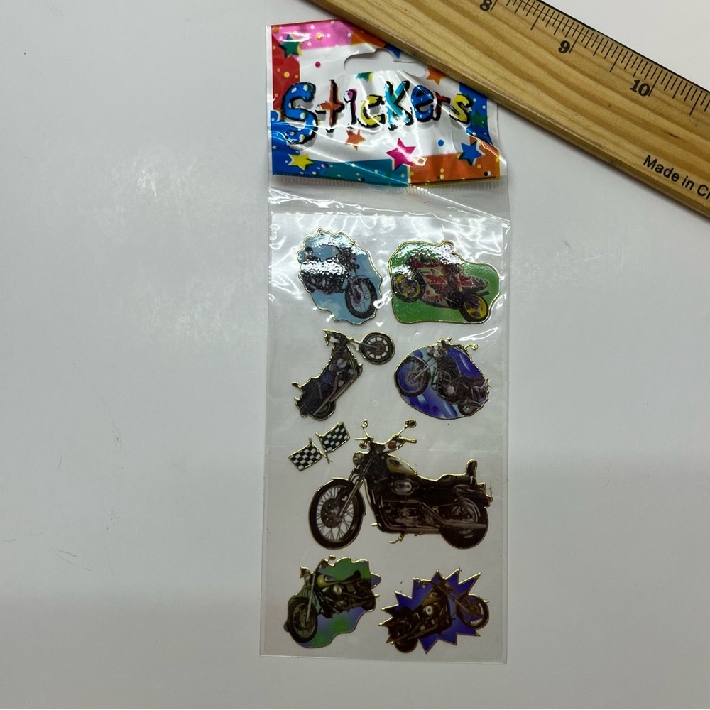 vintage‎ stickers motorcycle gold trim outline scrapbook journaling crafts